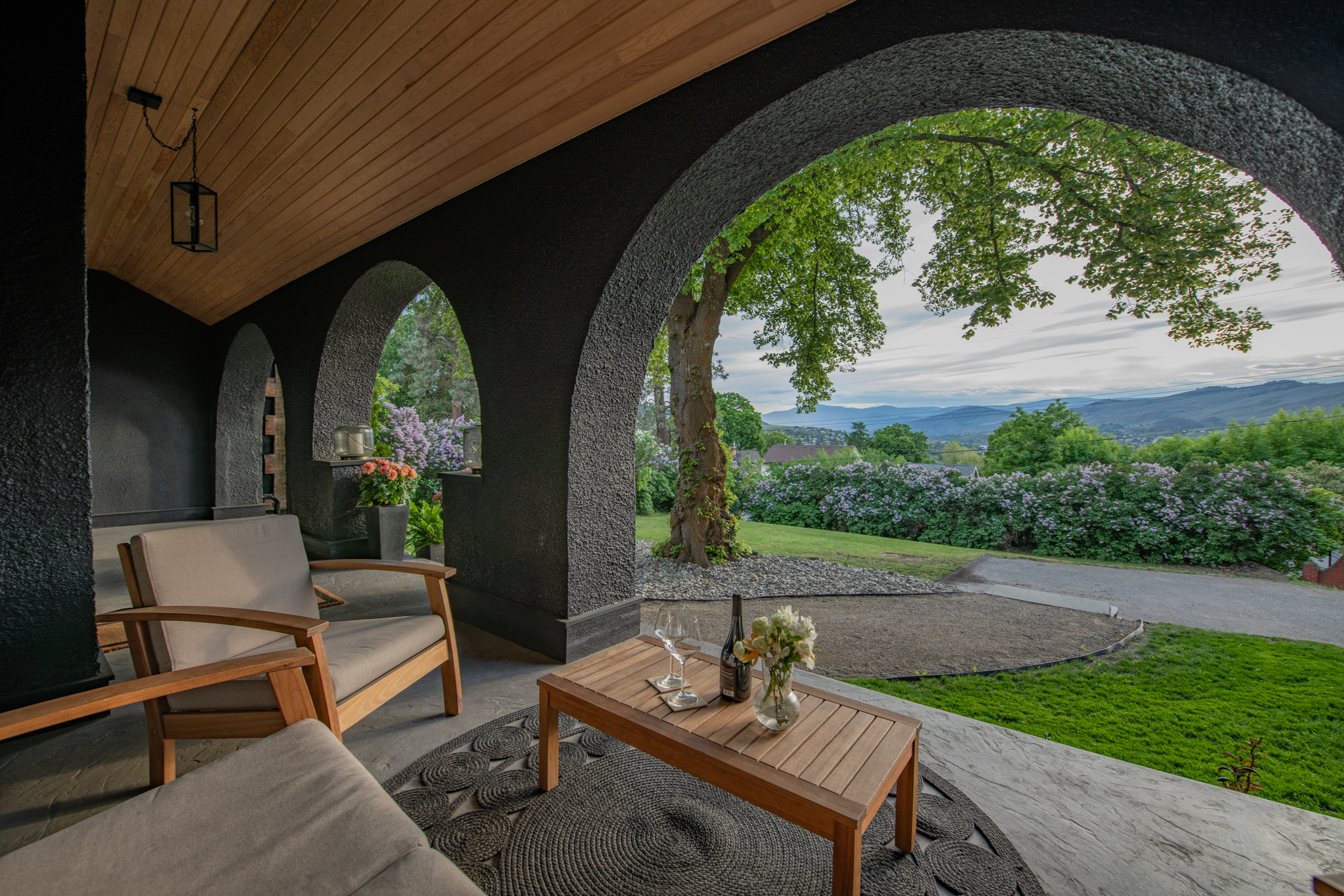 Veranda arches framing valley view